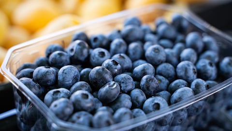 package of blueberries in a grocery store