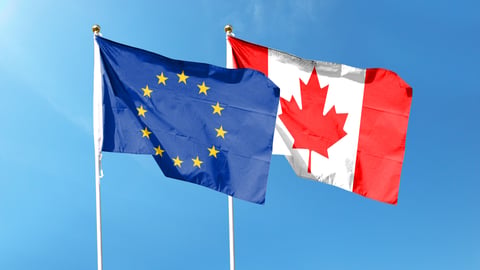 canadian flag and european union flag