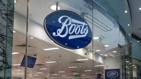 Boots Pharmacy Store Sign. London, UK, 17 February 2024