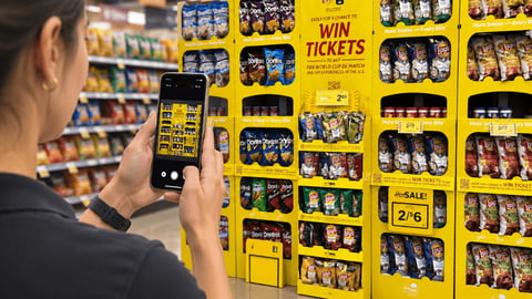 Woman taking a picture of retail display