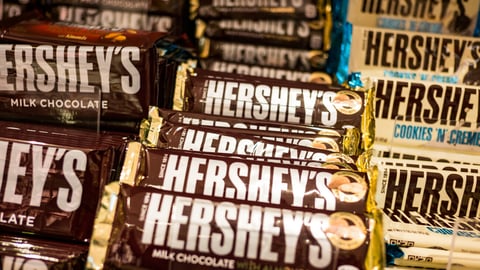 SINGAPORE - November 10, 2017 :  Hershey's chocolate on the shelf for selling. Hershey's was founded in 1894 and is the largest chocolate manufacturer in North America.; Shutterstock ID 757247188