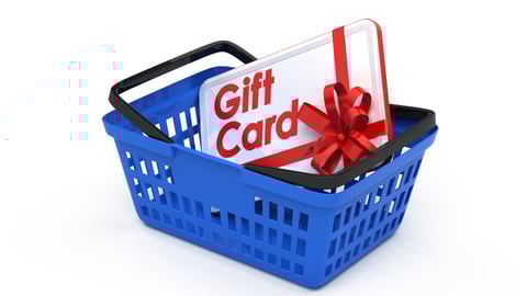 Gift card in a shopping basket