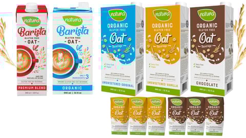 Cartons of Natura Organic and Gluten-Free Oat Beverages