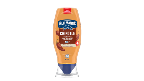 A bottle of Hellmann’s Chipotle Mayonnaise against a white background