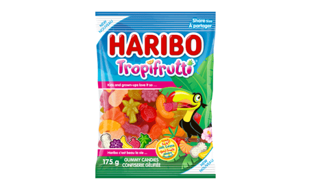 Bag of Haribo Tropifrutti gummy candies