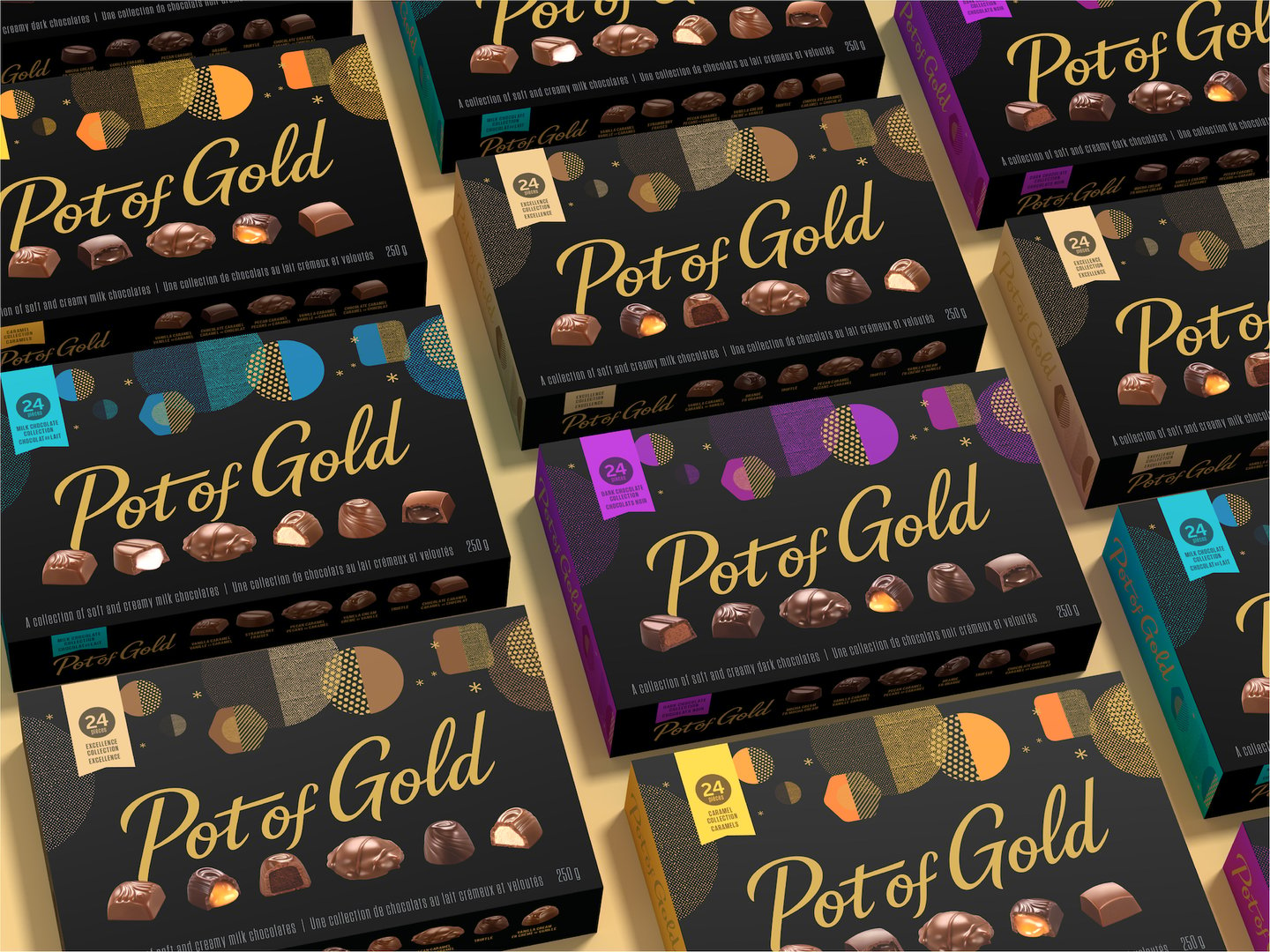 Pot of Gold chocolate boxes in black