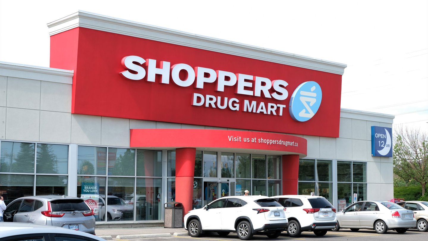 A Shoppers Drug Mart Store Front In Aurora, Ontario, Canada.