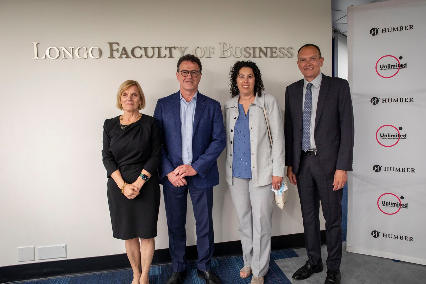 Anthony Longo, president and CEO of Longo’s, Chris Whitaker, president and CEO, Humber College, Alvina Cassiani, senior dean, Faculty of Business at Humber