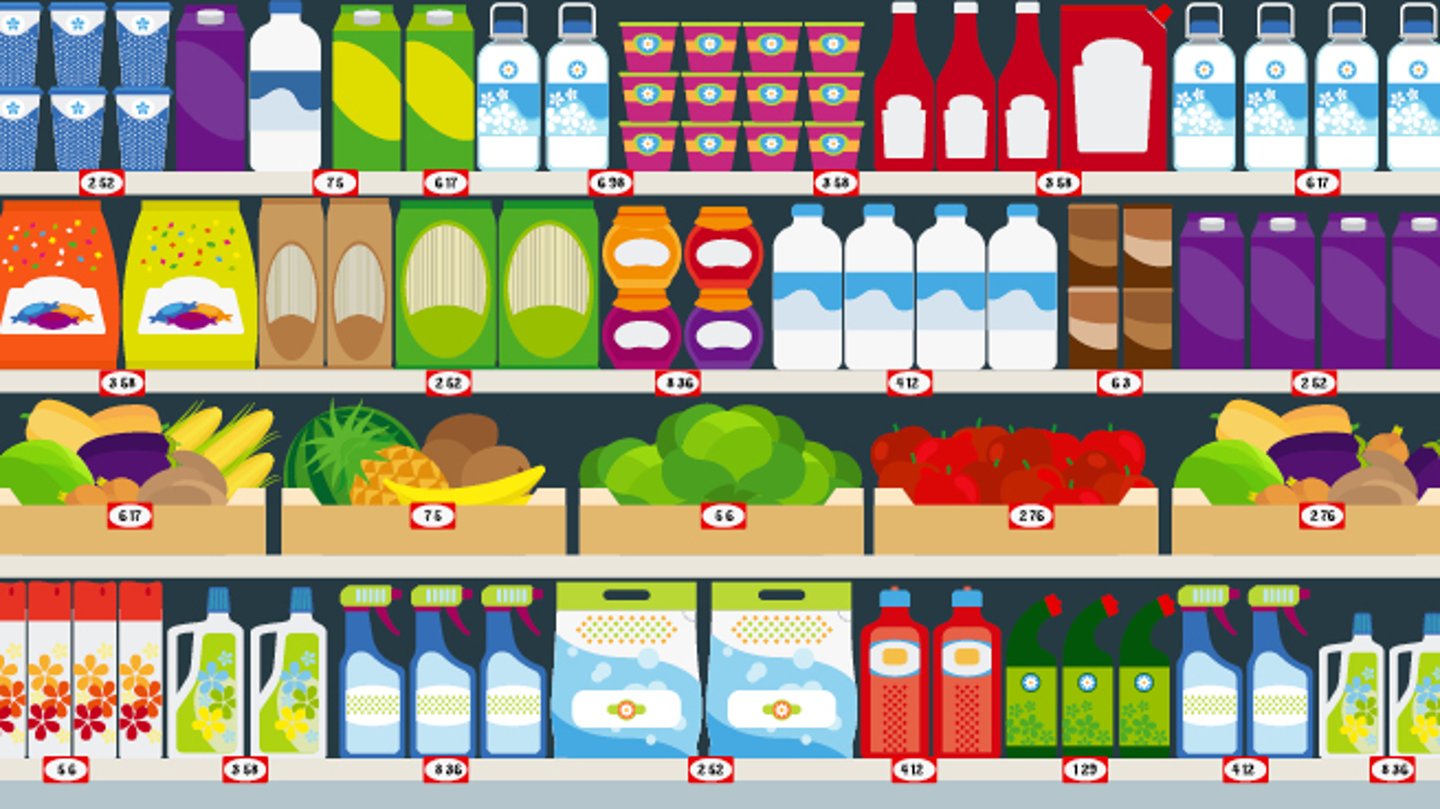 grocery shelf illustration