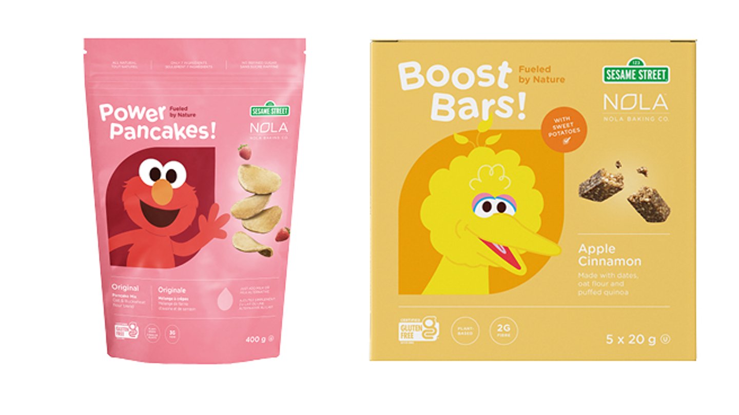 Power pancakes and boost bars, big bird, elmo