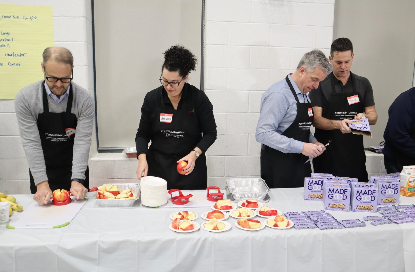 Trevor Oberlander, Campbell Soup Co.; Rosanne Longo, Longo’s and Joe Fusco, Metro help serve up a nutritious breakfast 