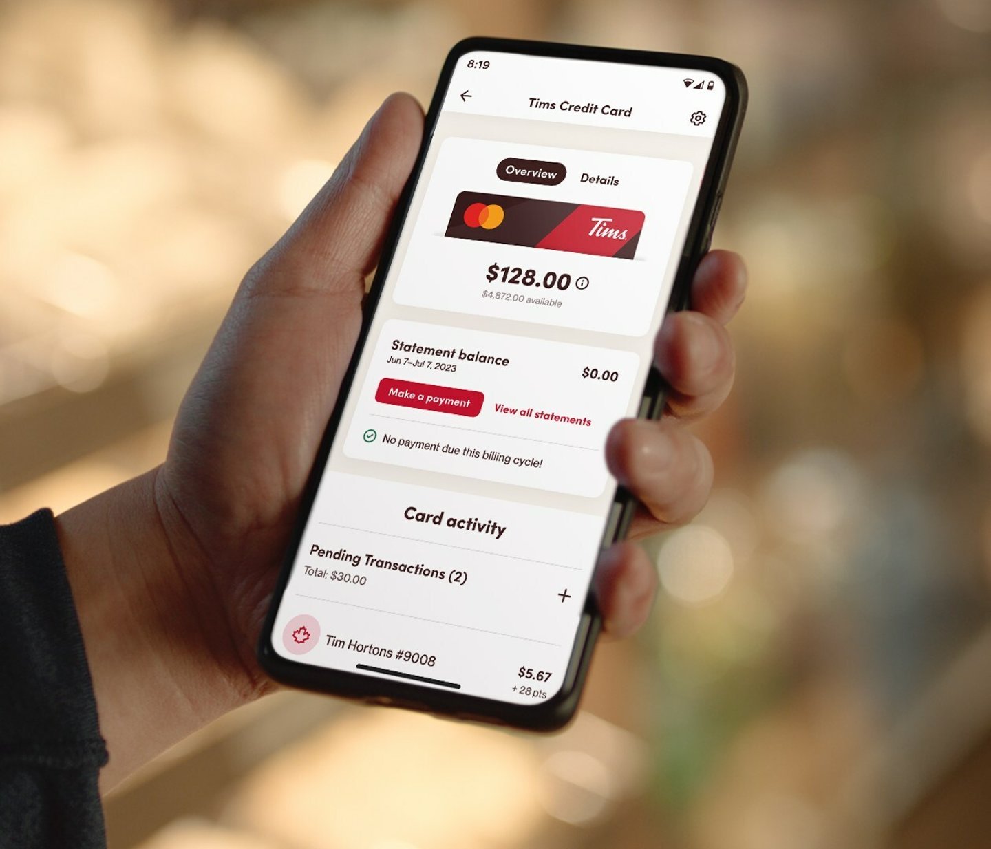 Tim Hortons credit card