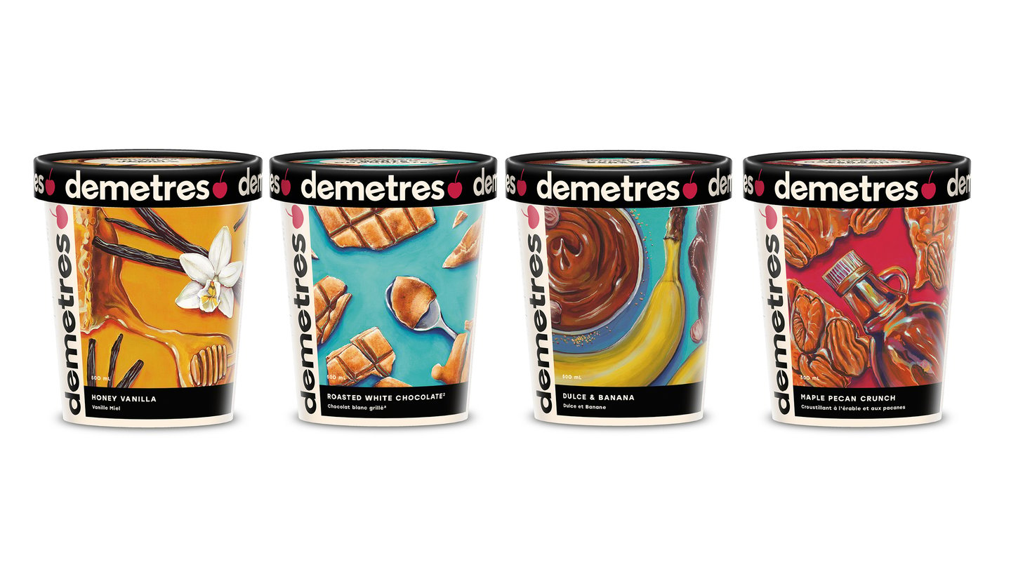 Tubs of Demetres ultra-premium ice cream