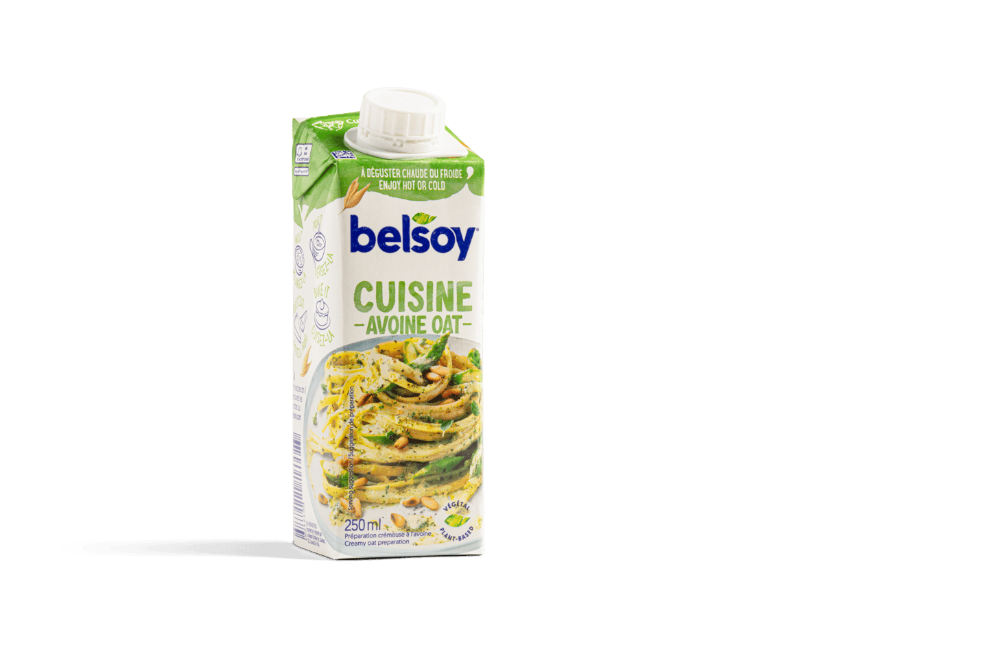 A carton of Belsoy Canada's Oat Cuisine 