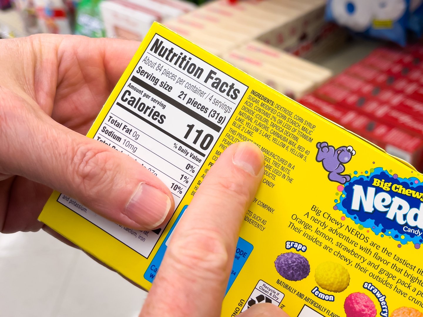 big chewy nerds with red dye 40 in ingredients