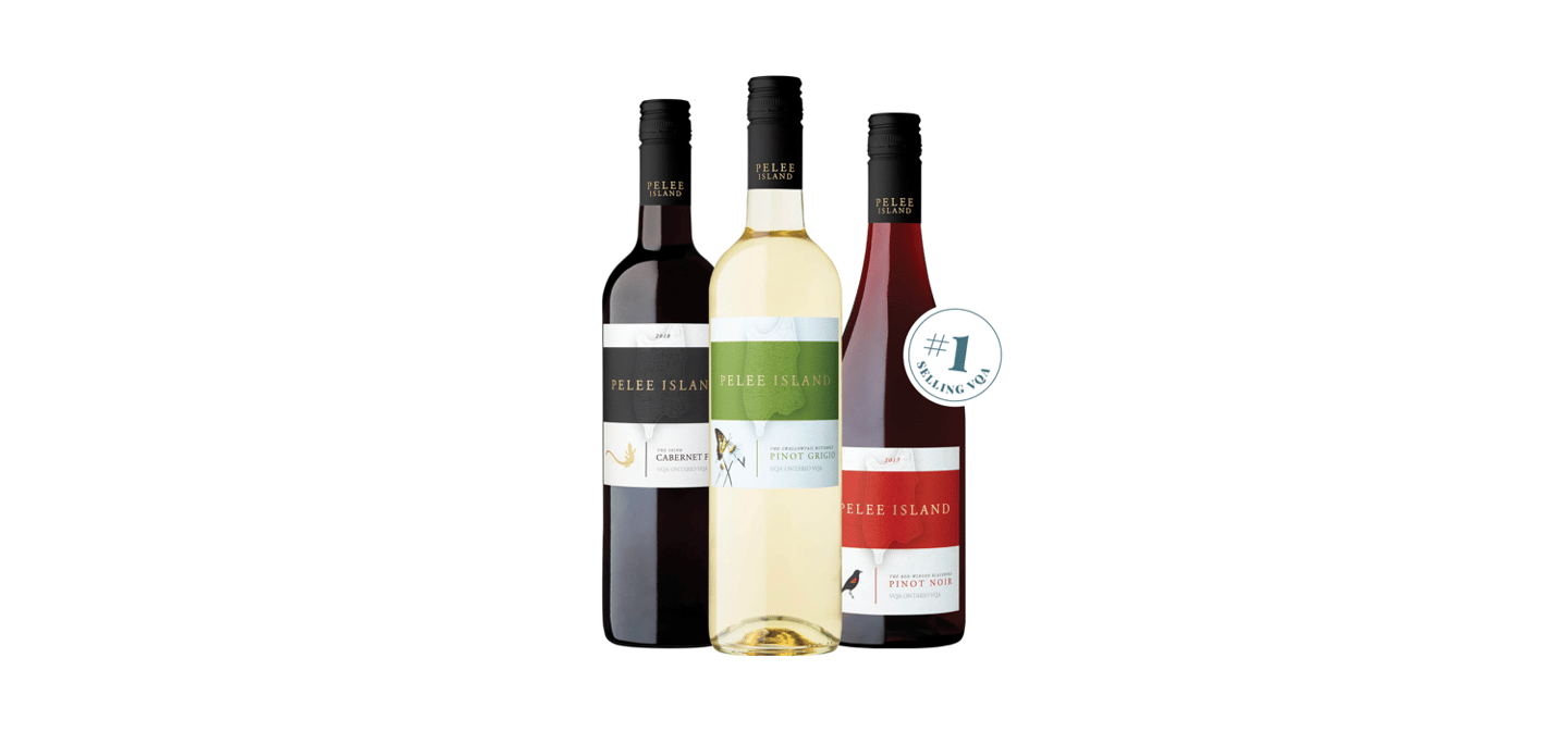 Bottles of Pelee wines