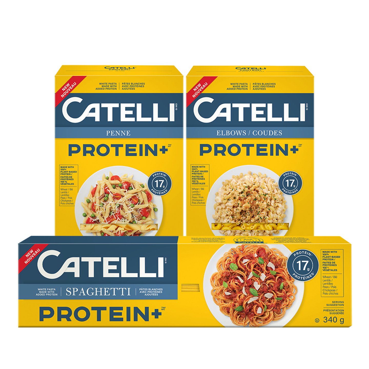 Package shots of Catelli Protein+ Pasta