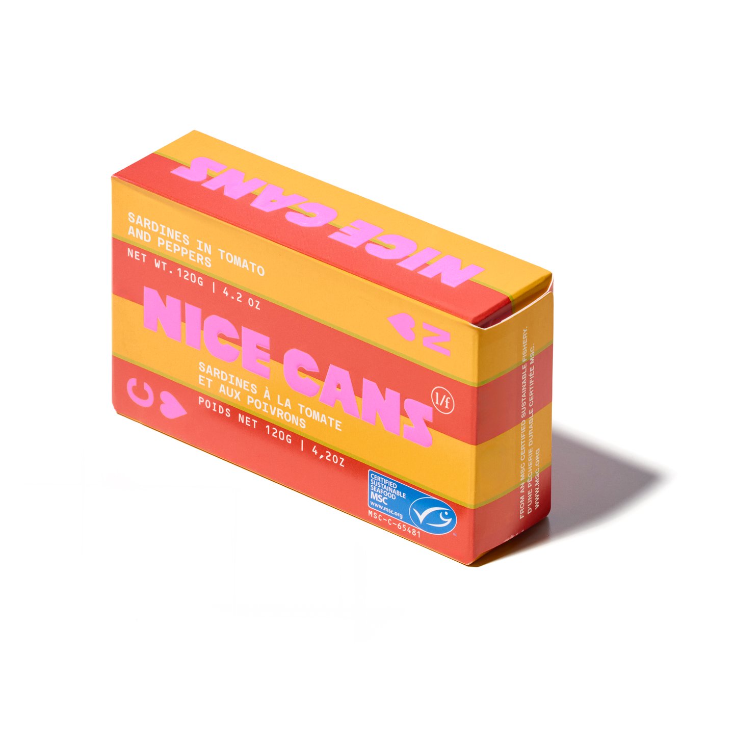 A box of Nice Cans sardines