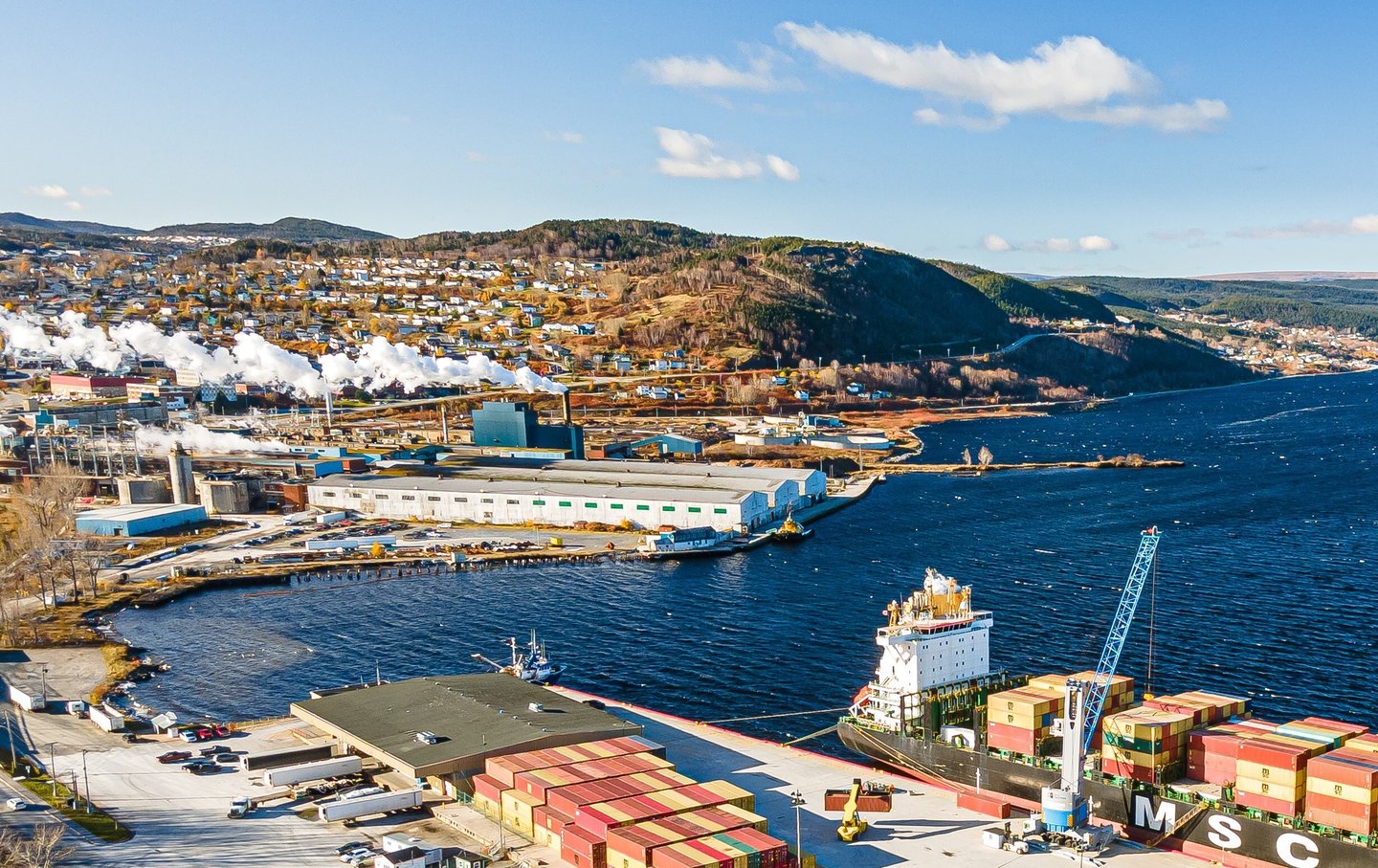 Aerial view of Corner Brook Pulp and Paper Ltd. Photography courtesy Kruger 