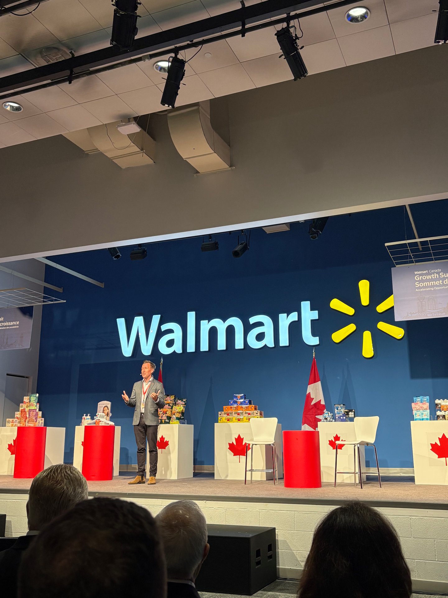 Walmart Canada chief merchandising officer Sam Wankowski speaking to attendees at growth summit