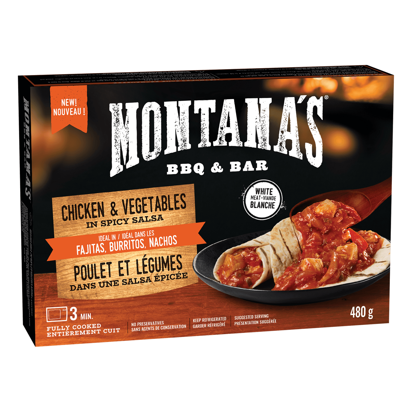 A box of Montana's ready-to-eat fajitas