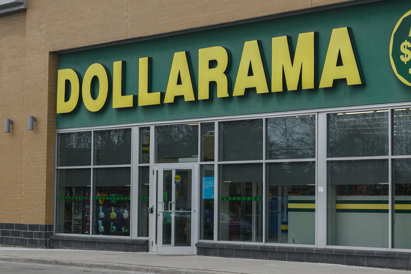  Close-up of Dollarama store sign on the building