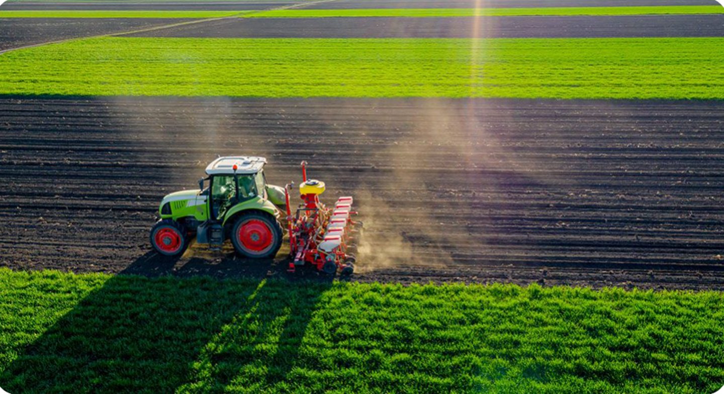 tractor in a field