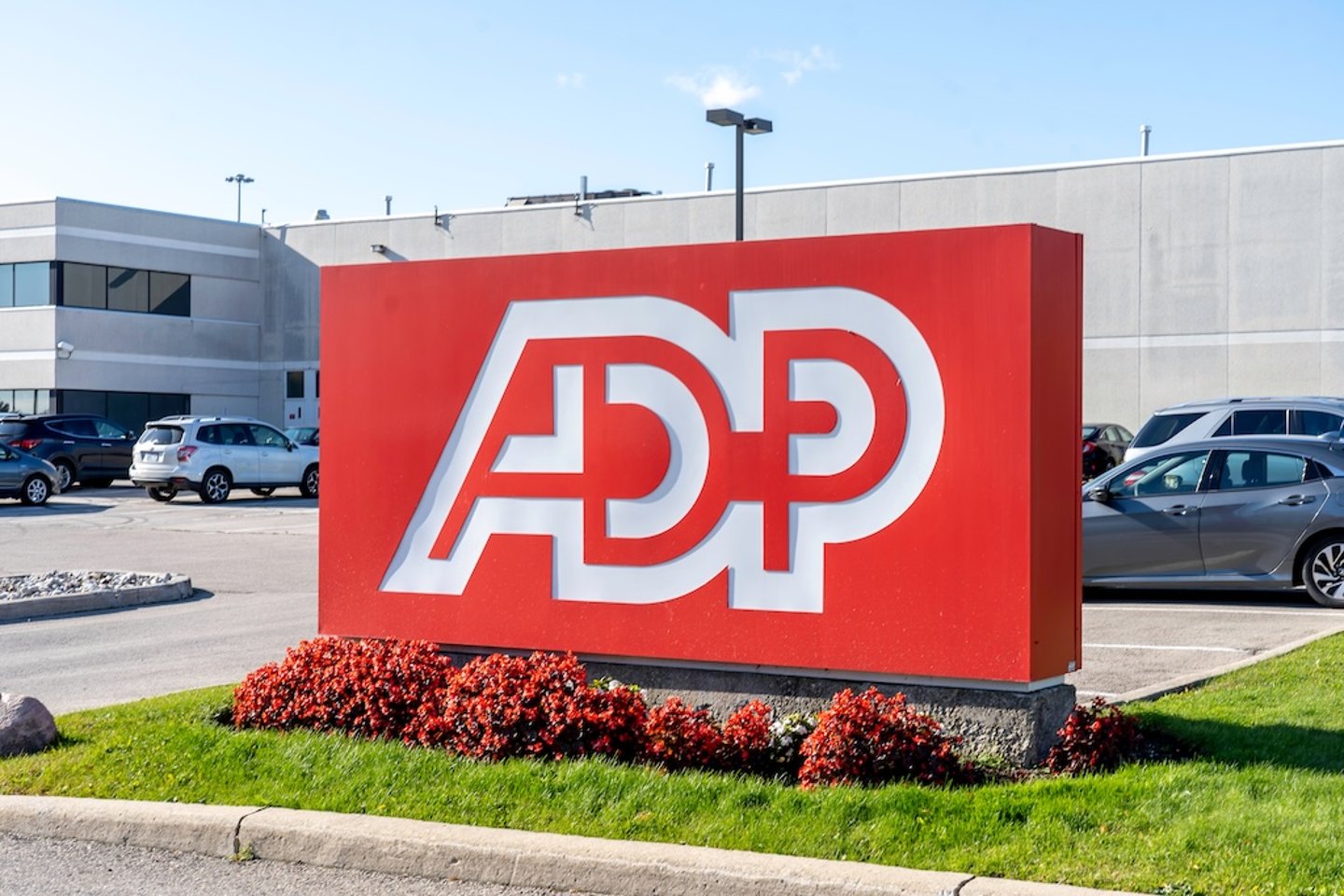 ADP logo on a sign