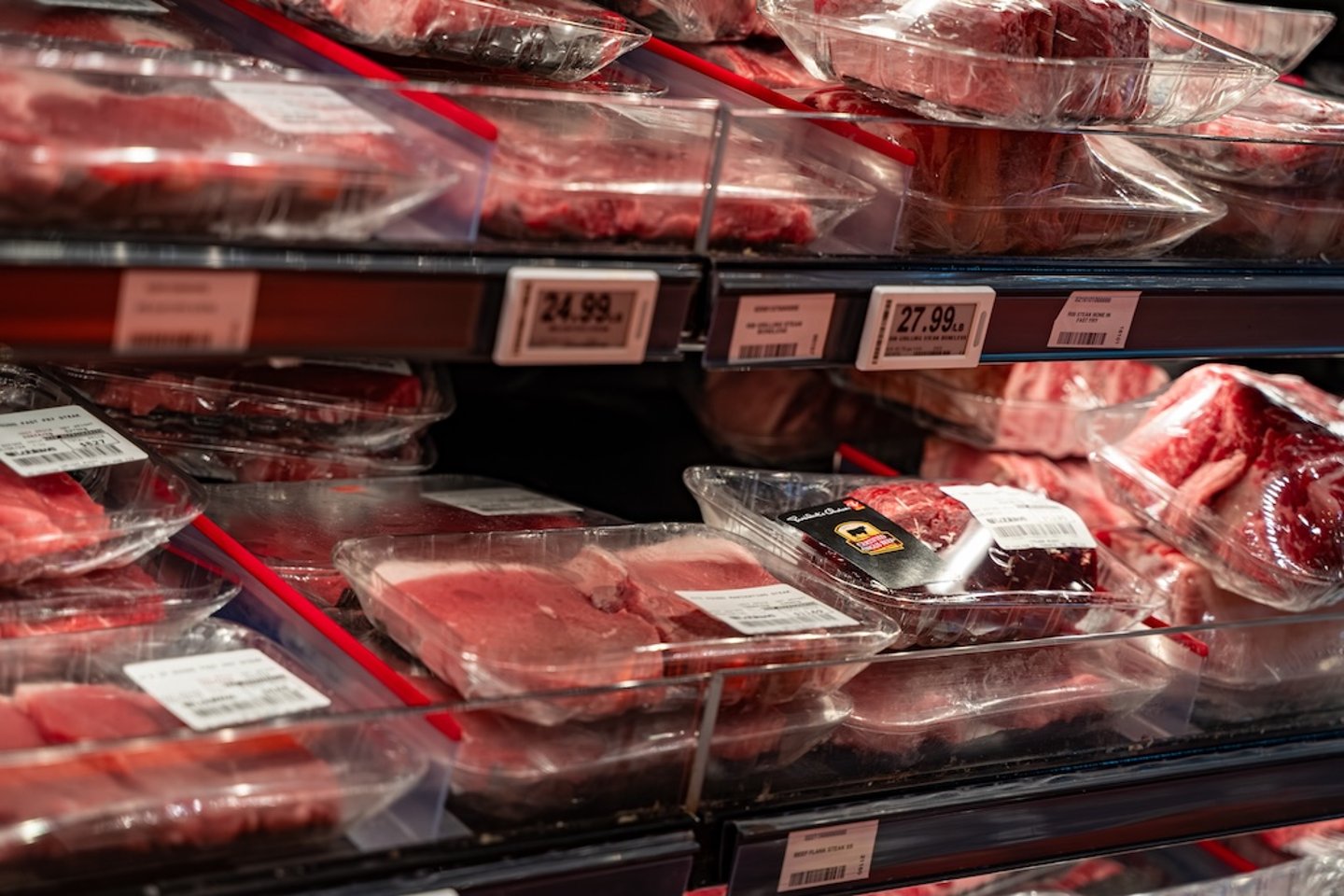 Beef on store shelf