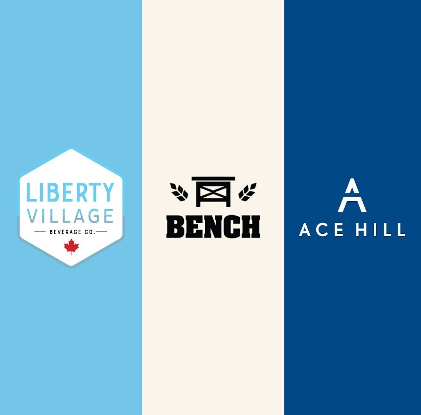 Bench Brewing, Ace Hill and Liberty Village logos