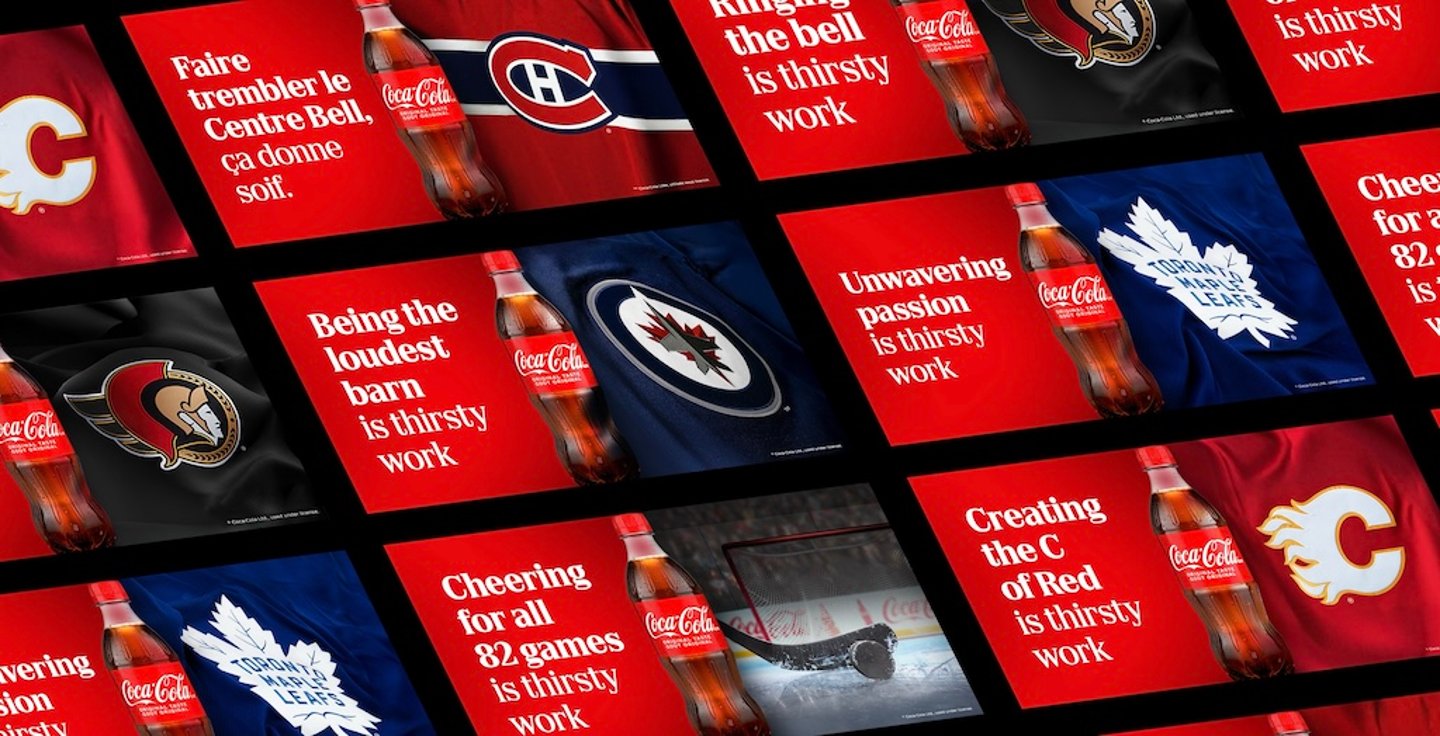 Coca-Cola Fan Work is Thirsty Work campaign imagery 