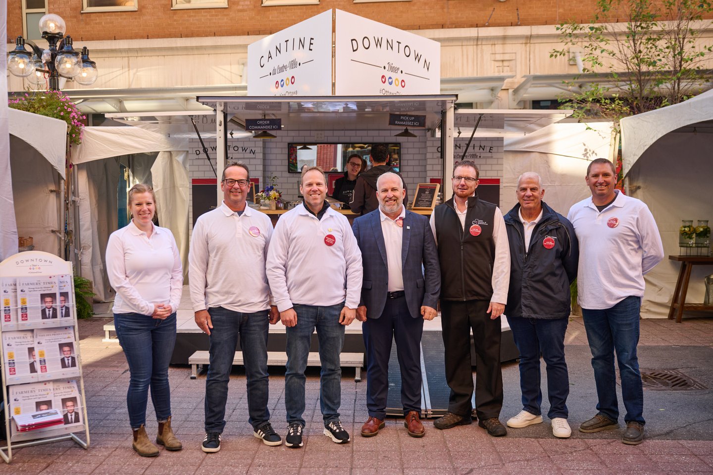 Group of Canadian farmers pose for a picture to Downtown diners pop-up event in Ottawa