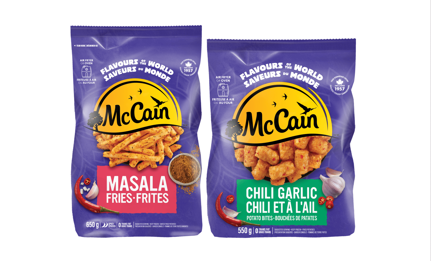 Bags of McCain's new frozen south-asian inspired potato products