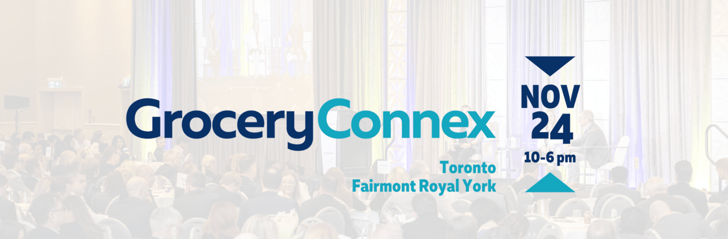 GroceryConnex logo and event information