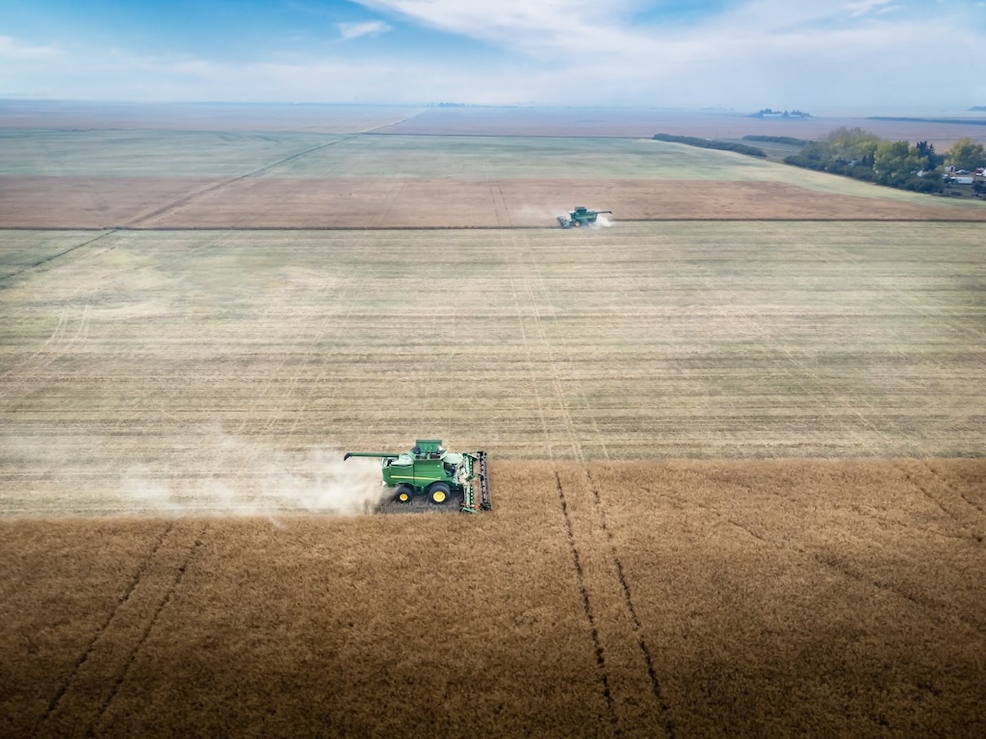 Tractors on a farm in Alberta