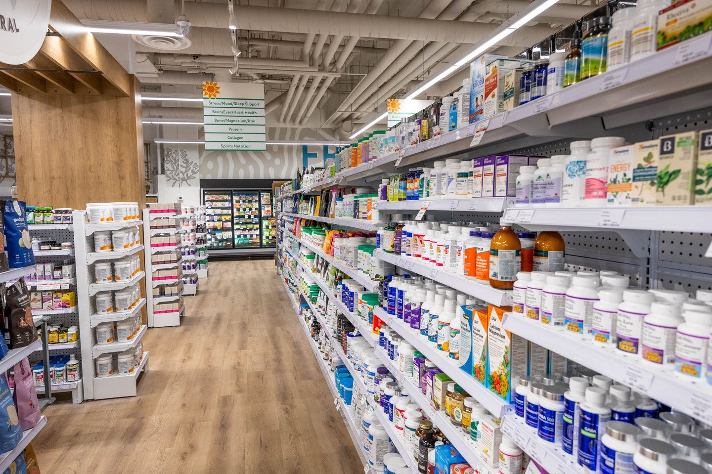 Wellness aisle at Community Natural Foods Seton