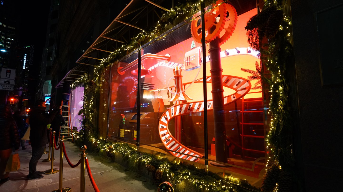 Mars Canada holiday display window at 176 Yonge St in Toronto 