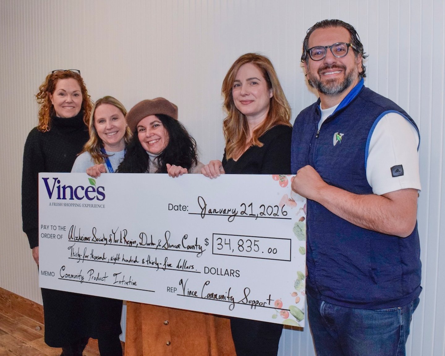 Vince's Market cheque presentation to Alzheimer's Society 