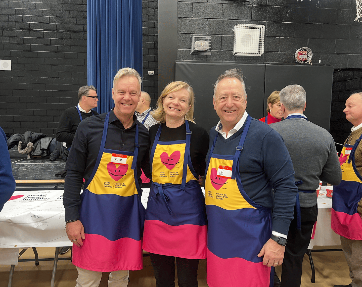 Tim Lute Conagra, Deb Craven Longos, John Tobin Maple Leaf Farms Make Happy Tummies breakfast Toronto 