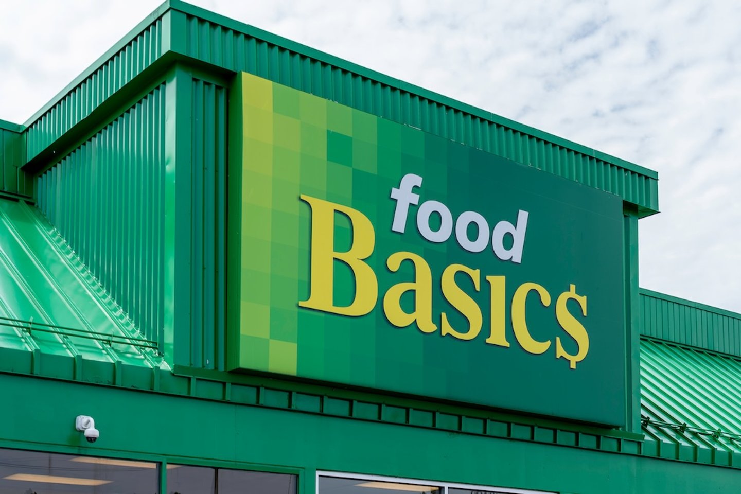Food Basics logo on exterior of a store