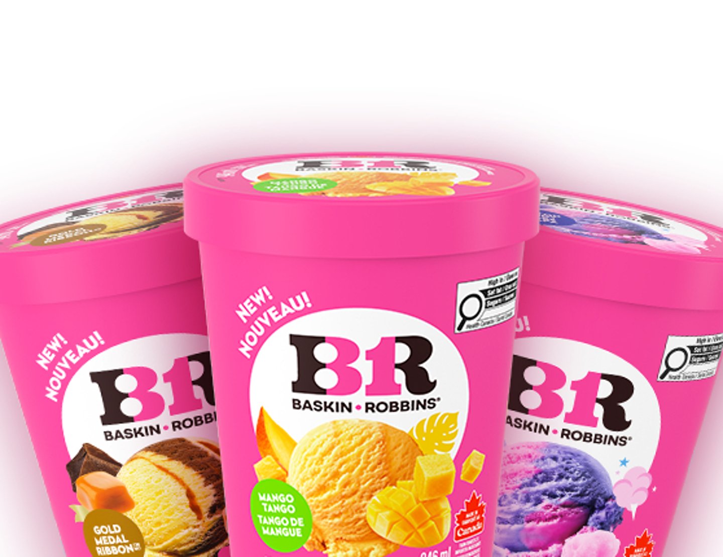 Tubs of Baskin-Robbins ice cream