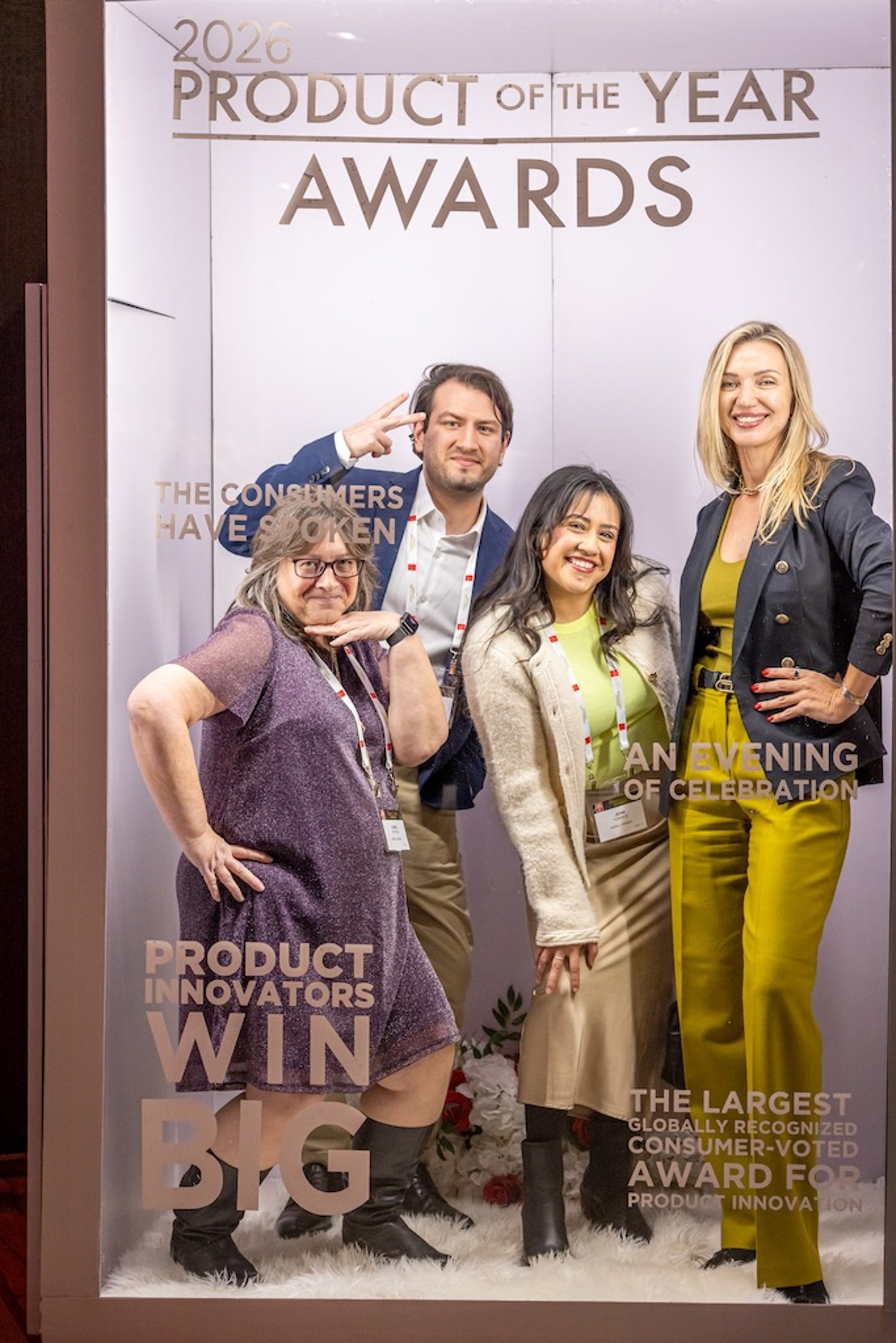 Attendees pose for a photo op.