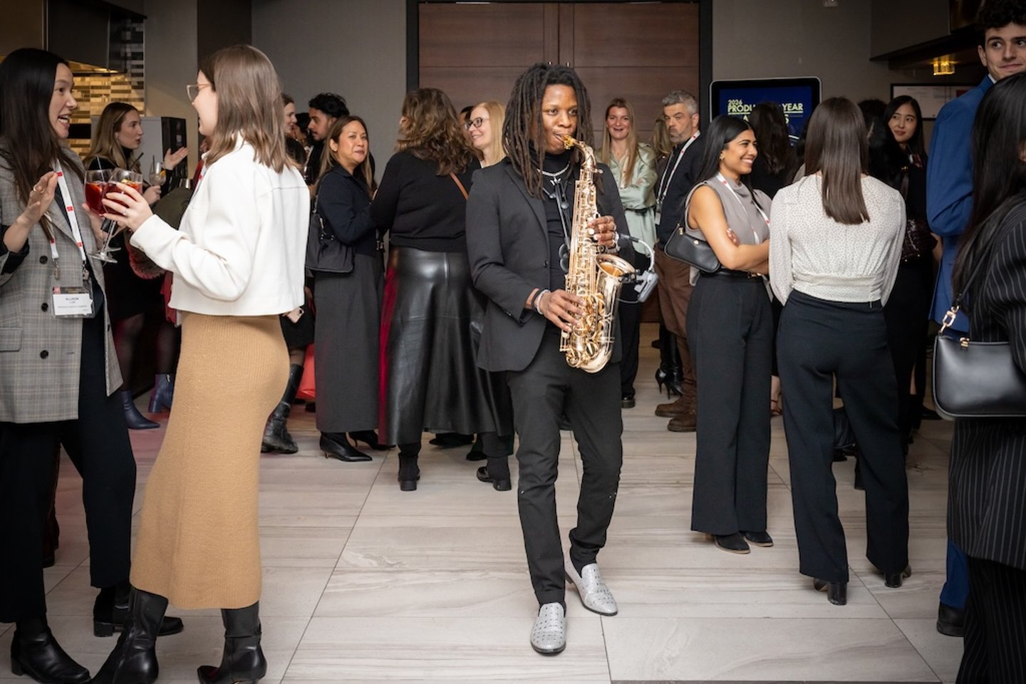 Guests mingle at the reception 