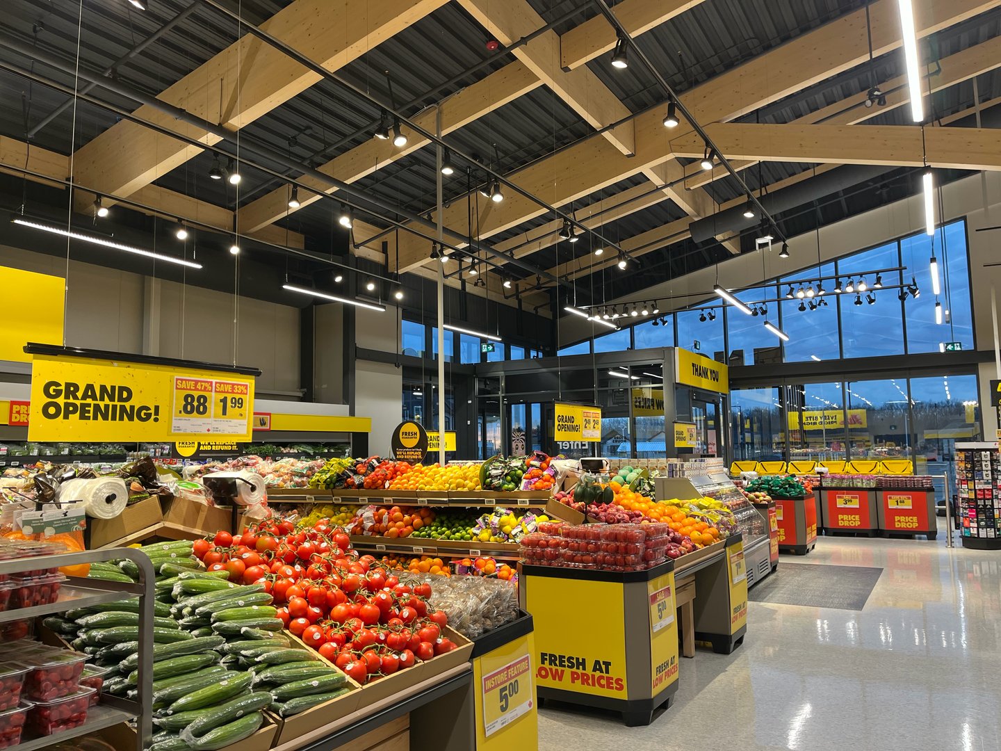 No Frills in Komoka Ontario. Produce section. Newly designed store.
