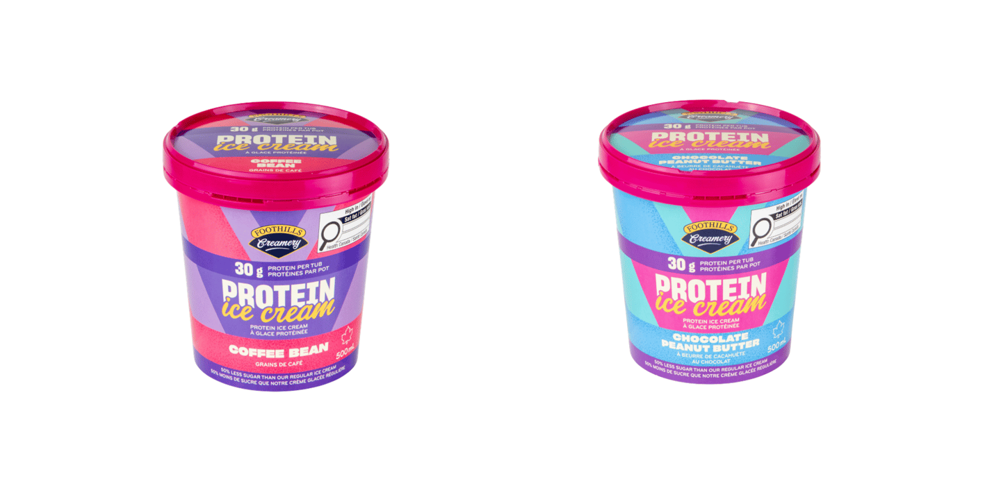 Two tubs of Foothills Creamery High-Protein Ice Cream