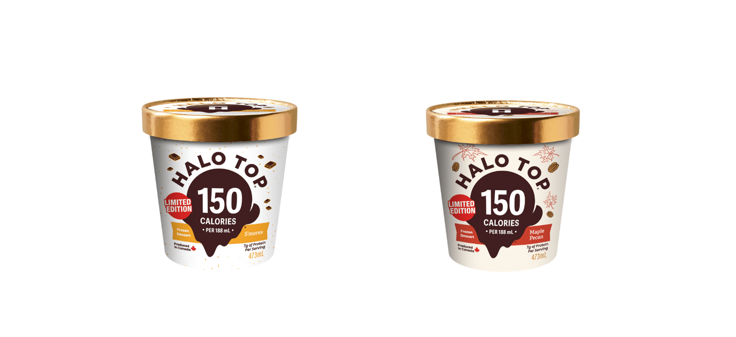 Tubs of Halo Top S'mores and Maple Pecan