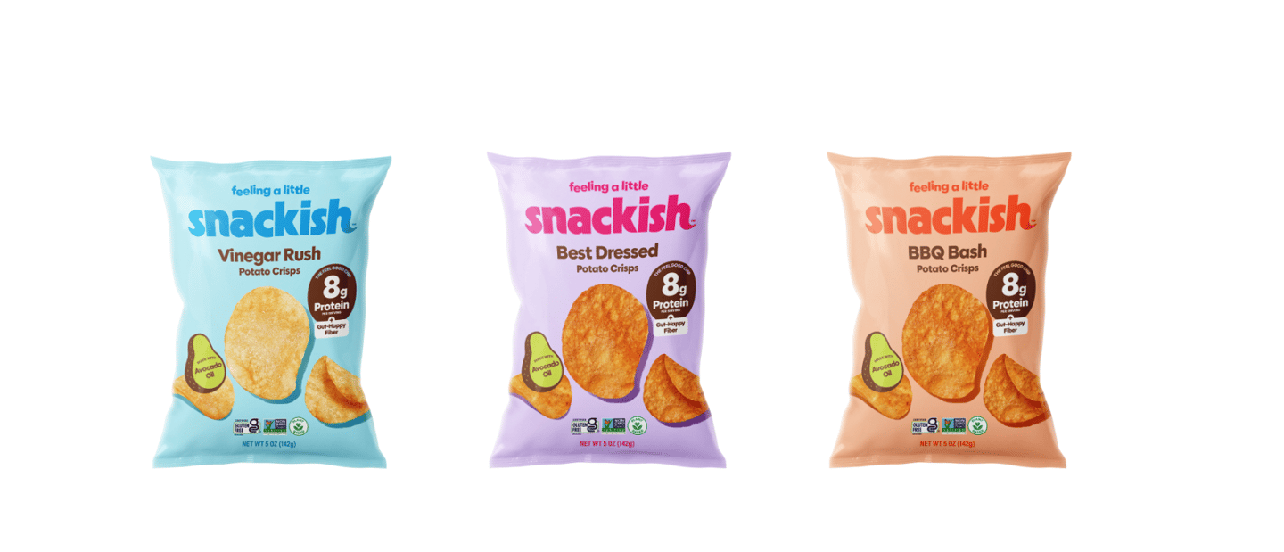 Bags of Snackish potato chips