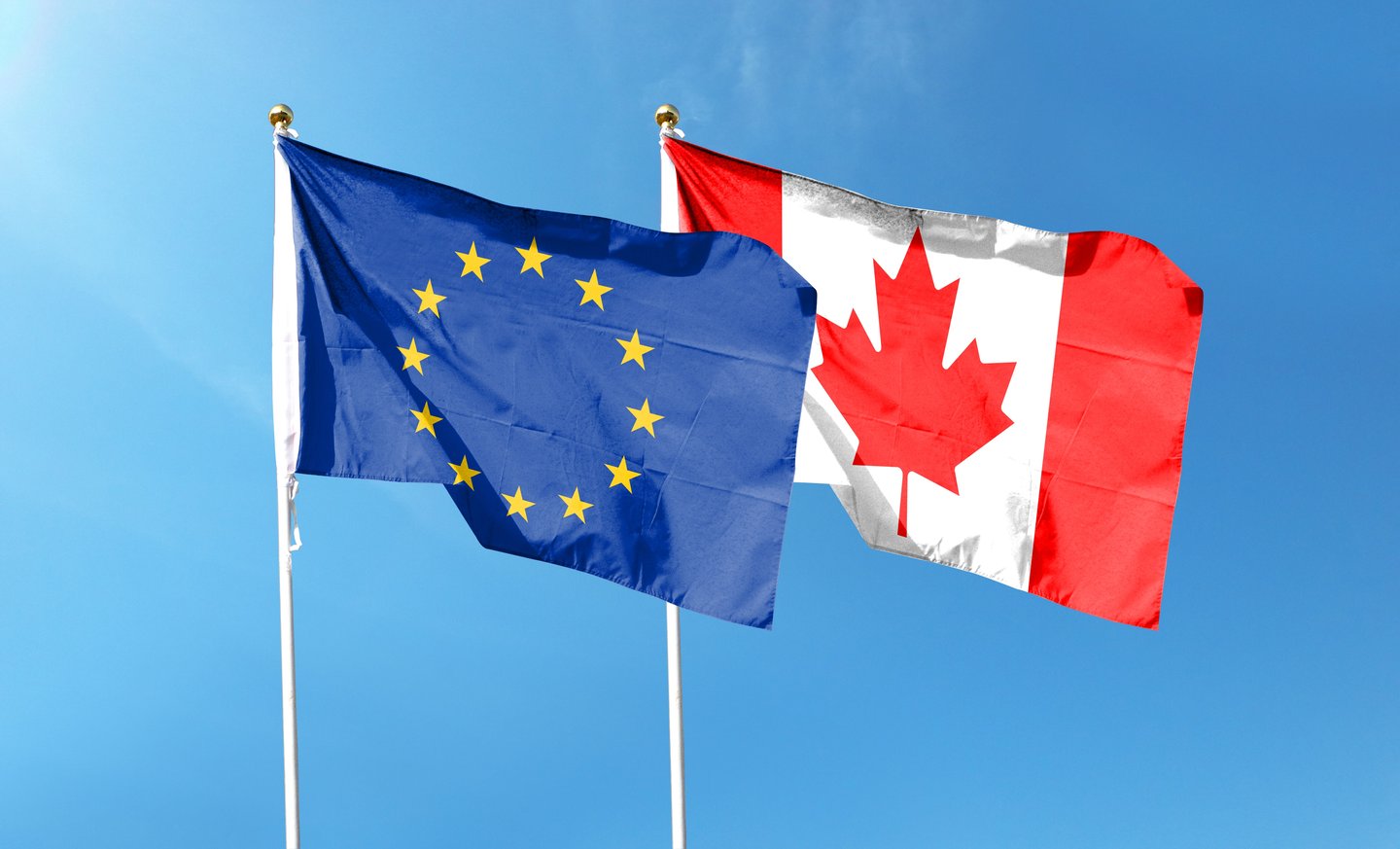 canadian flag and european union flag