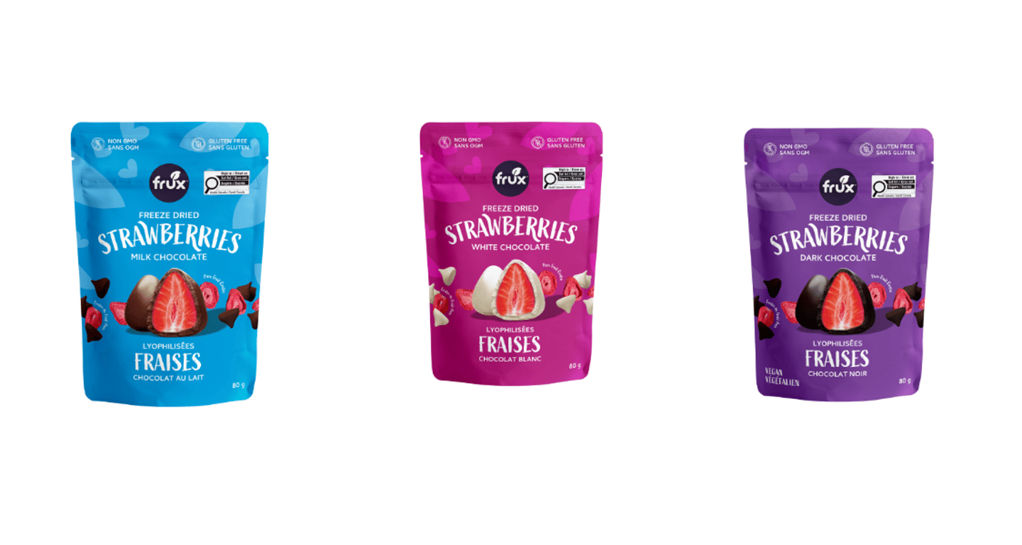 Bags of  Frux Freeze Dried Strawberries