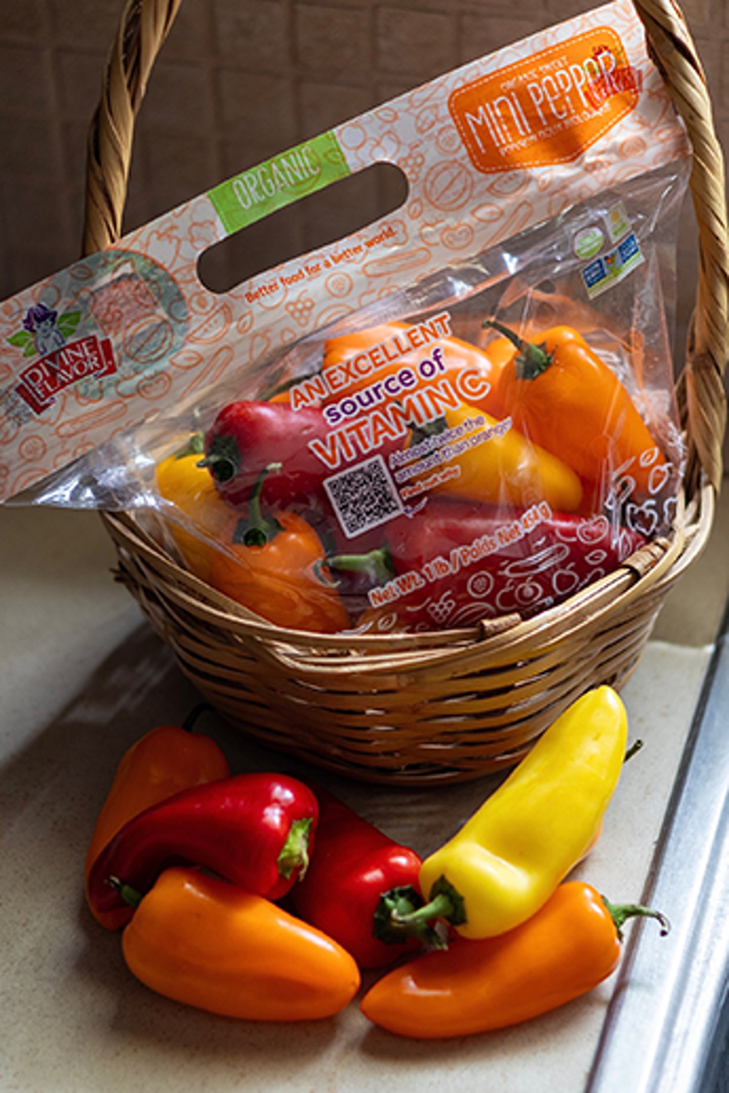 Mini Peppers in a basket